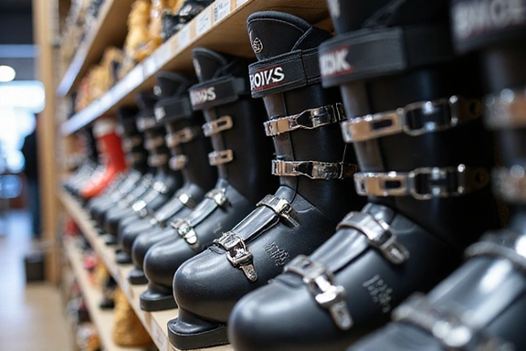 New ski boots in a store