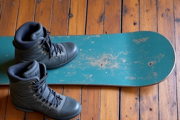 Used snowboard and boots