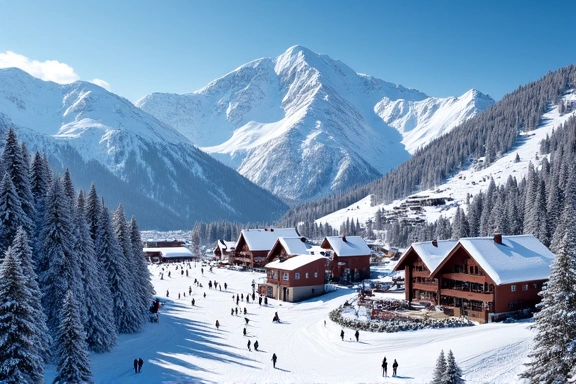 Ski resort in the mountains