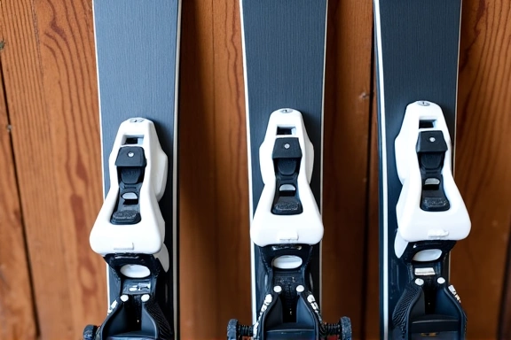 Snowboard and skis leaning against a wall