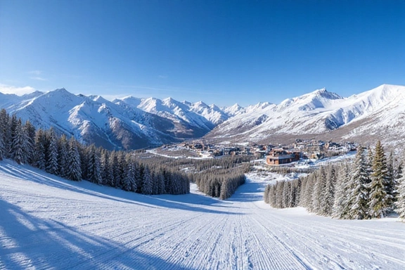 Vail Ski Resort with snow-covered mountains and luxurious lodges